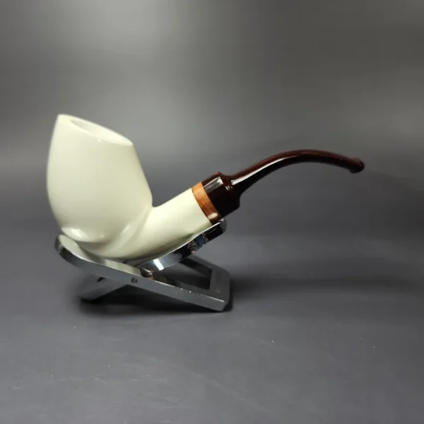 MBSD Meerschaum Deluxe Premier Smooth Swan w/ Cumberland Stem Block Meerschaum Pipe, Briar-Mortise - Image 3