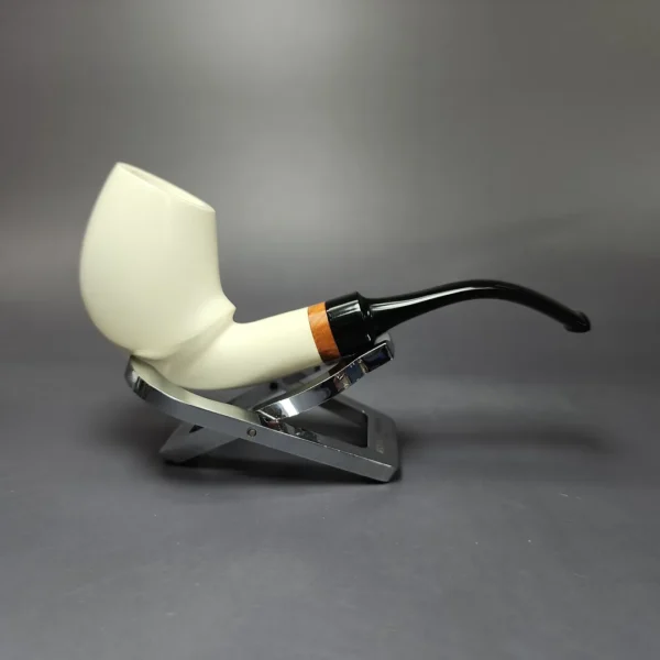 MBSD Meerschaum Deluxe Premier Smooth Swan w/ Ebonite Block Meerschaum Pipe, Briar-Mortise - Image 3