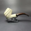 MBSD Meerschaum Deluxe Premier Spiral Carved Bent Billiard w/ Cumberland Block Meerschaum Pipe, Briar-Mortise, New - Image 3