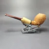 Eclesias Pipes "Dragon Scale" Sandblasted Cutty w/Acacia Burl Handmade Briar Pipe, New - Image 4