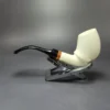 MBSD Meerschaum Deluxe Premier Smooth Swan w/ Ebonite Block Meerschaum Pipe, Briar-Mortise - Image 5