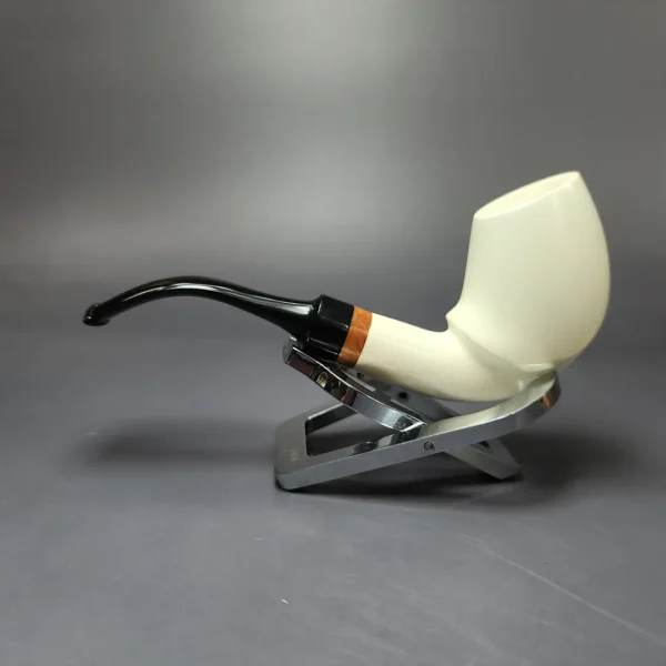 MBSD Meerschaum Deluxe Premier Smooth Swan w/ Ebonite Block Meerschaum Pipe, Briar-Mortise - Image 5