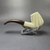 MBSD Meerschaum Deluxe Premier Spiral Carved Bent Billiard w/ Cumberland Block Meerschaum Pipe, Briar-Mortise, New - Image 5