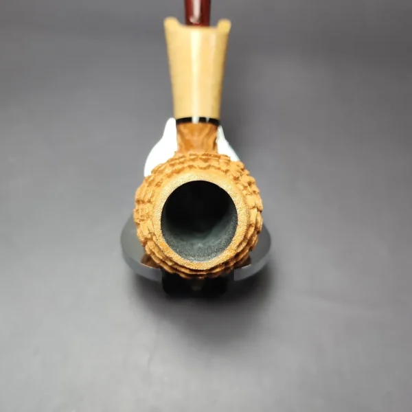 Eclesias Pipes "Dragon Scale" Sandblasted Cutty w/Acacia Burl Handmade Briar Pipe, New - Image 6