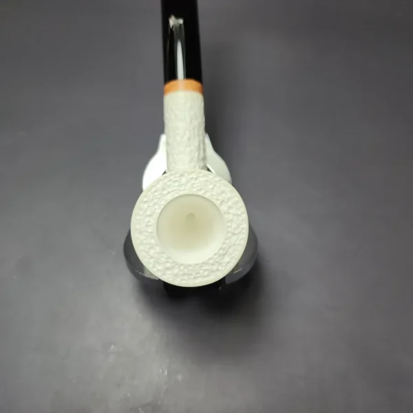 MBSD Meerschaum Deluxe Rusticated Large Billiard Block Meerschaum Pipe, Briar-Mortise, New - Image 6