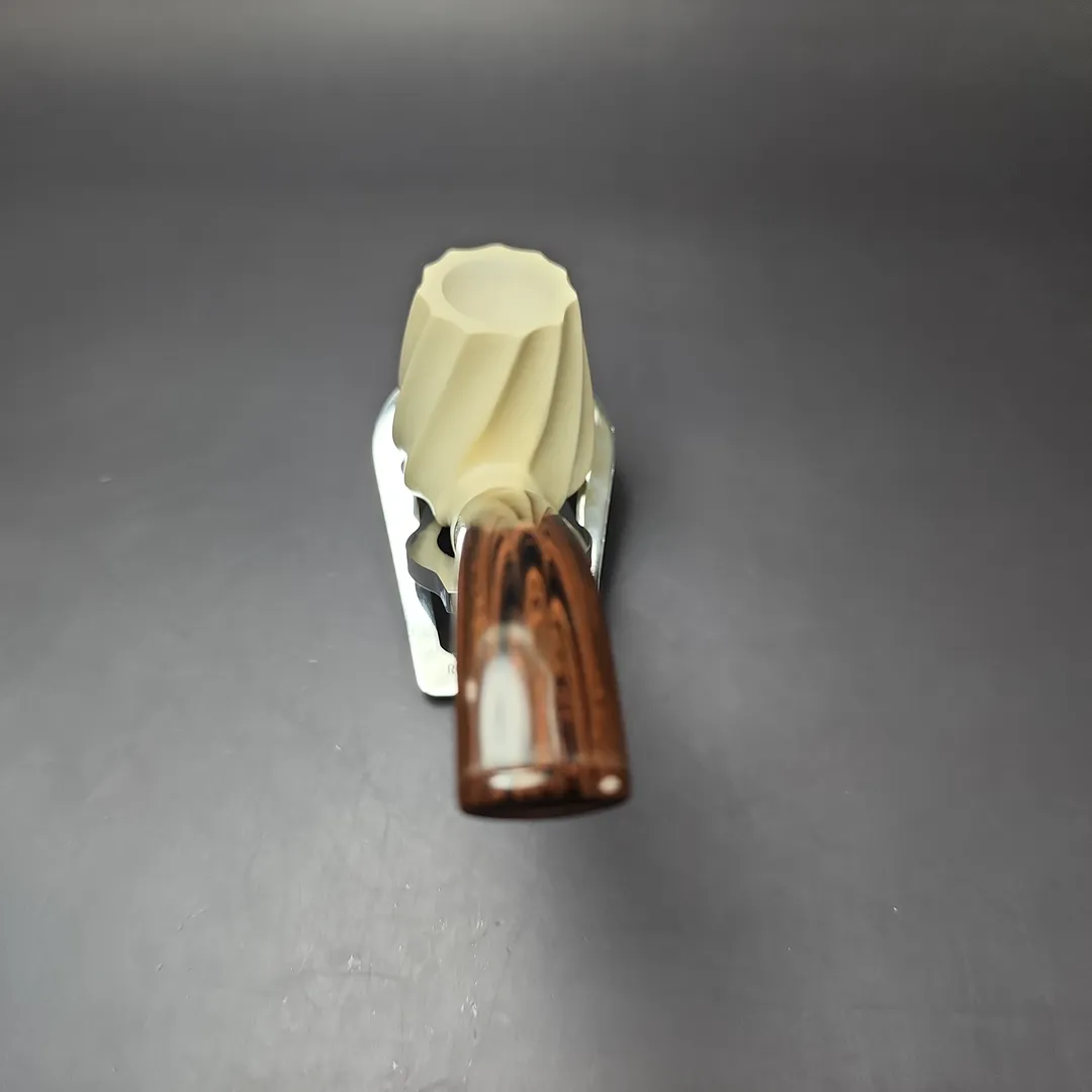 MBSD Meerschaum Deluxe Premier Spiral Carved Bent Billiard w/ Cumberland Block Meerschaum Pipe, Briar-Mortise, New - Image 6