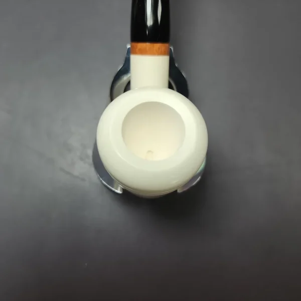 MBSD Meerschaum Deluxe Premier Cherrywood w/ Ebonite Block Meerschaum Pipe, New - Image 6