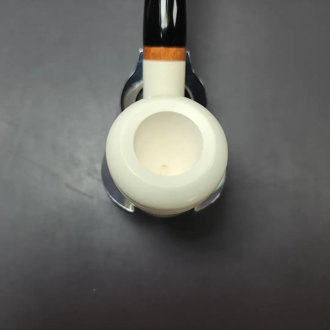 MBSD Meerschaum Deluxe Premier Cherrywood w/ Ebonite Block Meerschaum Pipe, New - Image 6