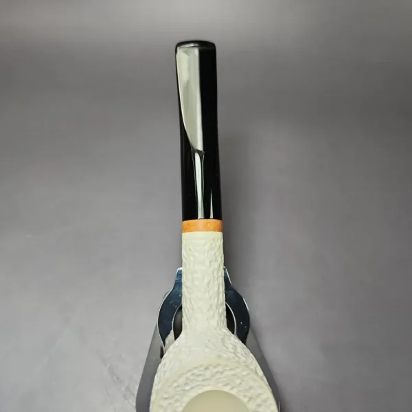 MBSD Meerschaum Deluxe Rusticated Large Billiard Block Meerschaum Pipe, Briar-Mortise, New - Image 7