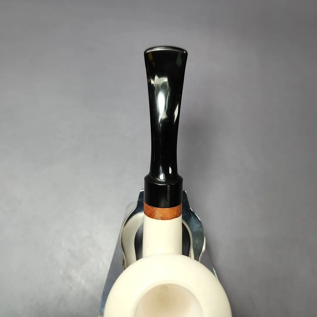 MBSD Meerschaum Deluxe Premier Smooth Acorn w/ Ebonite Stem Block Meerschaum Pipe, Briar-Mortise - Image 7