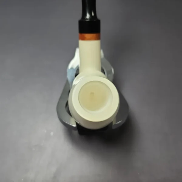 MBSD Meerschaum Deluxe Premier Smooth Swan w/ Ebonite Block Meerschaum Pipe, Briar-Mortise - Image 7