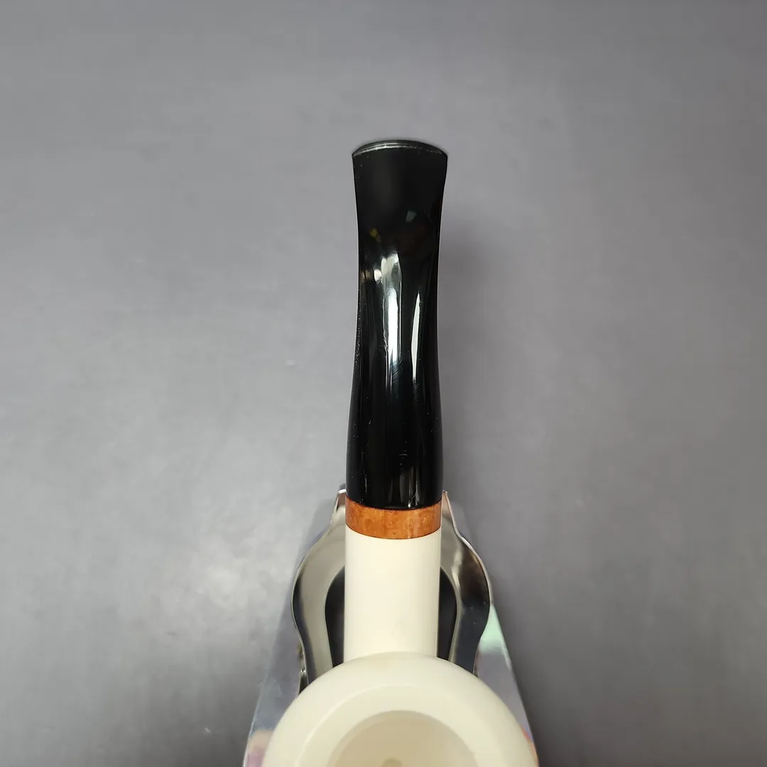 MBSD Meerschaum Deluxe Premier Cherrywood w/ Ebonite Block Meerschaum Pipe, New - Image 7