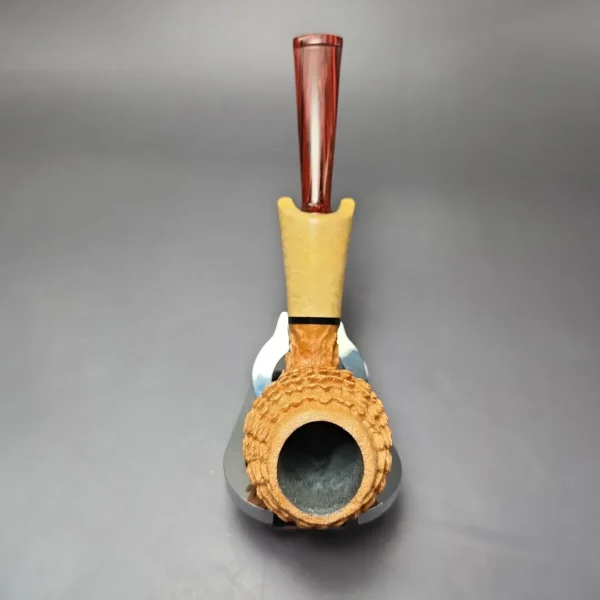 Eclesias Pipes "Dragon Scale" Sandblasted Cutty w/Acacia Burl Handmade Briar Pipe, New - Image 8