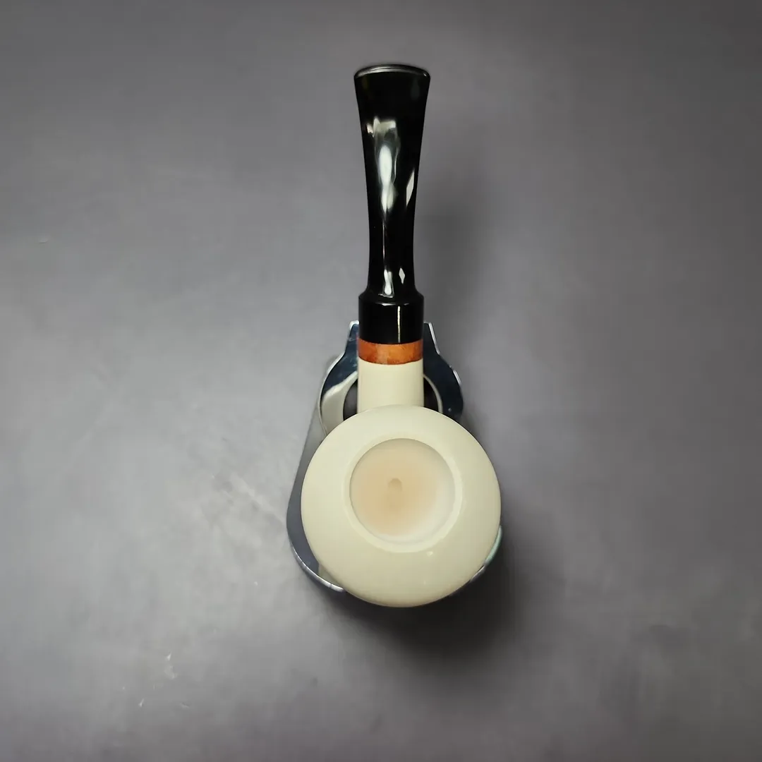 MBSD Meerschaum Deluxe Premier Smooth Acorn w/ Ebonite Stem Block Meerschaum Pipe, Briar-Mortise - Image 8