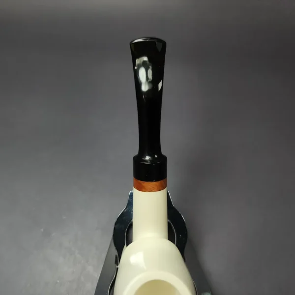 MBSD Meerschaum Deluxe Premier Smooth Swan w/ Ebonite Block Meerschaum Pipe, Briar-Mortise - Image 8