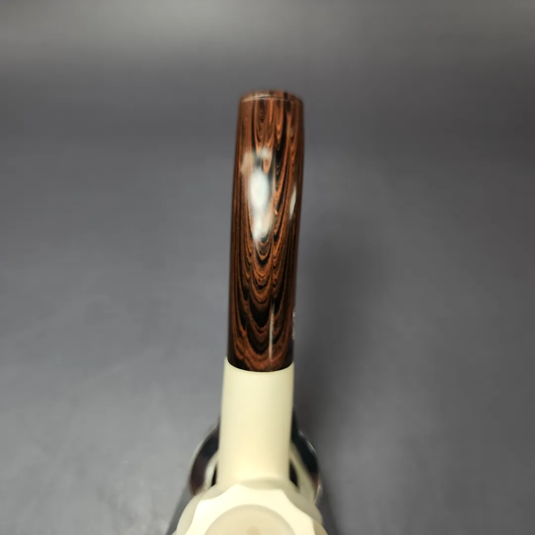 MBSD Meerschaum Deluxe Premier Spiral Carved Bent Billiard w/ Cumberland Block Meerschaum Pipe, Briar-Mortise, New - Image 8