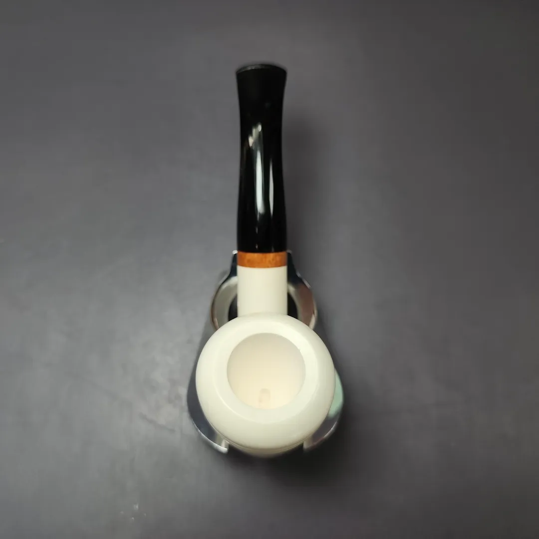 MBSD Meerschaum Deluxe Premier Cherrywood w/ Ebonite Block Meerschaum Pipe, New - Image 8