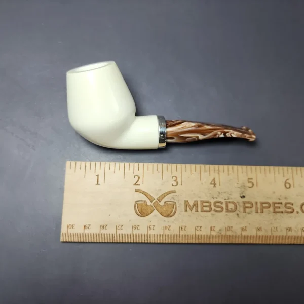 MBSD Meerschaum Silver Smooth Anse Reverse Calabash Block Meerschaum Pipe, New - Image 9