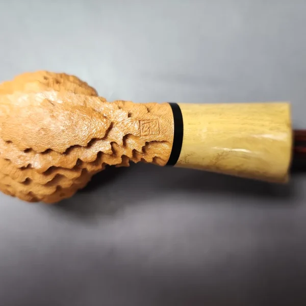 Eclesias Pipes "Dragon Scale" Sandblasted Cutty w/Acacia Burl Handmade Briar Pipe, New - Image 9