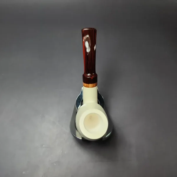 MBSD Meerschaum Deluxe Premier Smooth Swan w/ Cumberland Stem Block Meerschaum Pipe, Briar-Mortise - Image 9