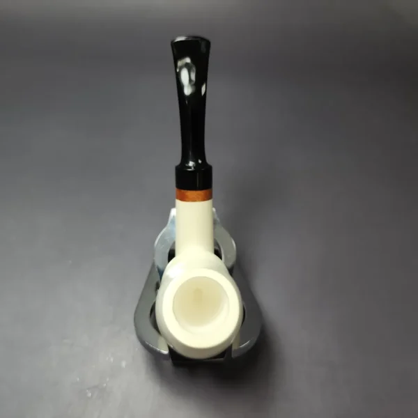 MBSD Meerschaum Deluxe Premier Smooth Swan w/ Ebonite Block Meerschaum Pipe, Briar-Mortise - Image 9