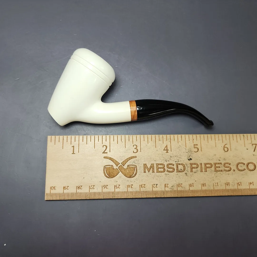 MBSD Meerschaum Deluxe Premier Cherrywood w/ Ebonite Block Meerschaum Pipe, New - Image 9