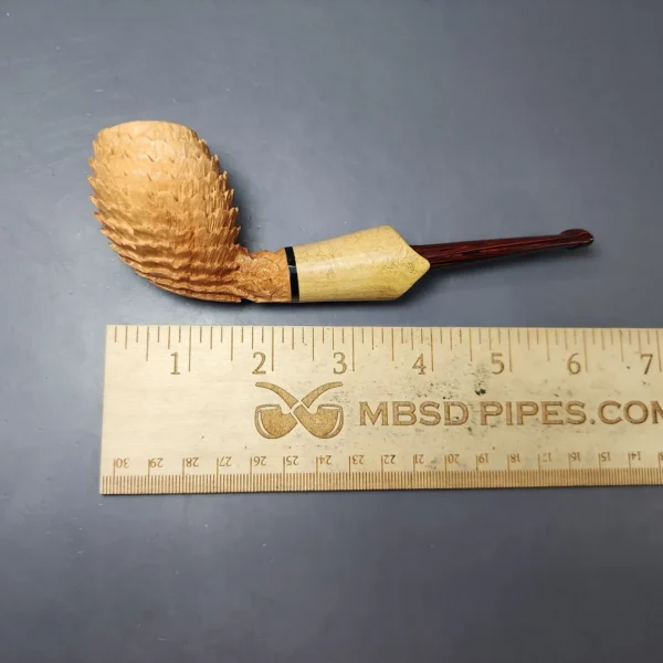 Eclesias Pipes "Dragon Scale" Sandblasted Cutty w/Acacia Burl Handmade Briar Pipe, New - Image 10