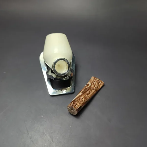 MBSD Meerschaum Silver Smooth Anse Reverse Calabash Block Meerschaum Pipe, New - Image 11