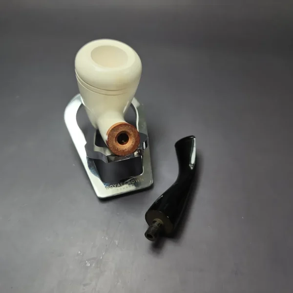 MBSD Meerschaum Deluxe Premier Cherrywood w/ Ebonite Block Meerschaum Pipe, New - Image 11