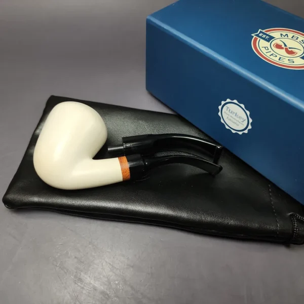 MBSD Meerschaum Deluxe Premier Smooth Acorn w/ Ebonite Stem Block Meerschaum Pipe, Briar-Mortise - Image 12