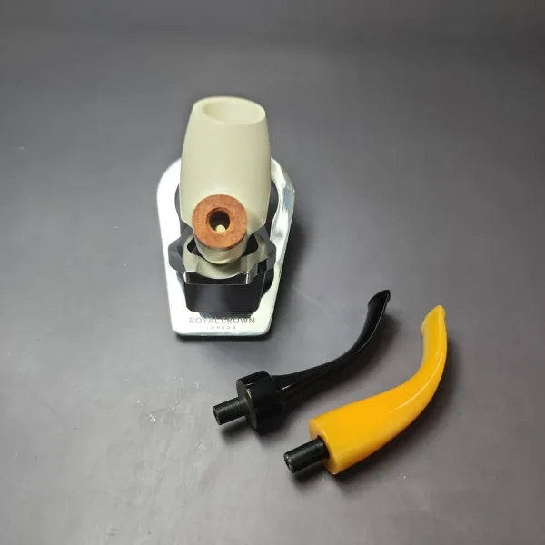 MBSD Meerschaum Deluxe Premier Smooth Swan w/ Ebonite Block Meerschaum Pipe, Briar-Mortise - Image 12