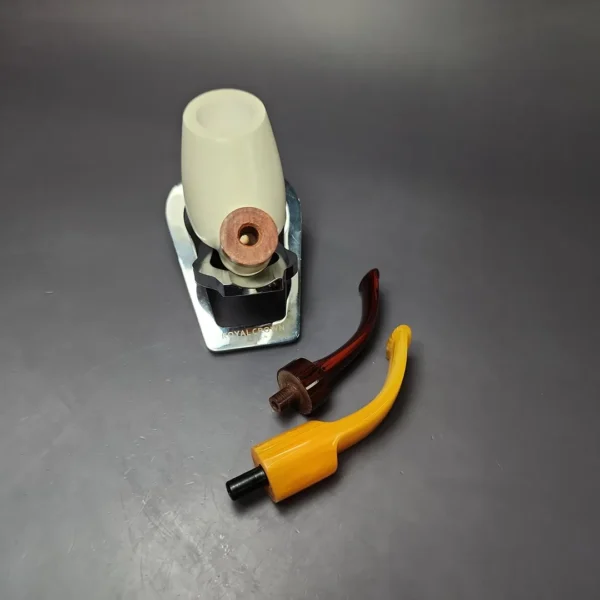 MBSD Meerschaum Deluxe Premier Smooth Swan w/ Cumberland Stem Block Meerschaum Pipe, Briar-Mortise - Image 12