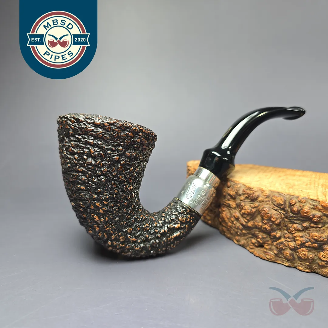 Brebbia First 1997 Rusticated Calabash w/ Silver Estate Briar, Pipe Unsmoked, 9mm