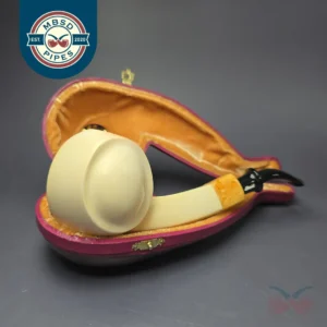 Fikri Baki XL Smooth Asymmetric Blowfish Estate Block Meerschaum Pipe Turkish Estates