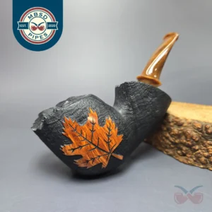 Peter Toth Leaf Carved Sandblasted Blowfish Handmade Briar Pipe, New