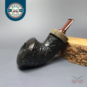 Bonsai Pipes Sandblasted Knubbel Rhodesian w/ Stabilized Platan Handmade Briar Pipe, New