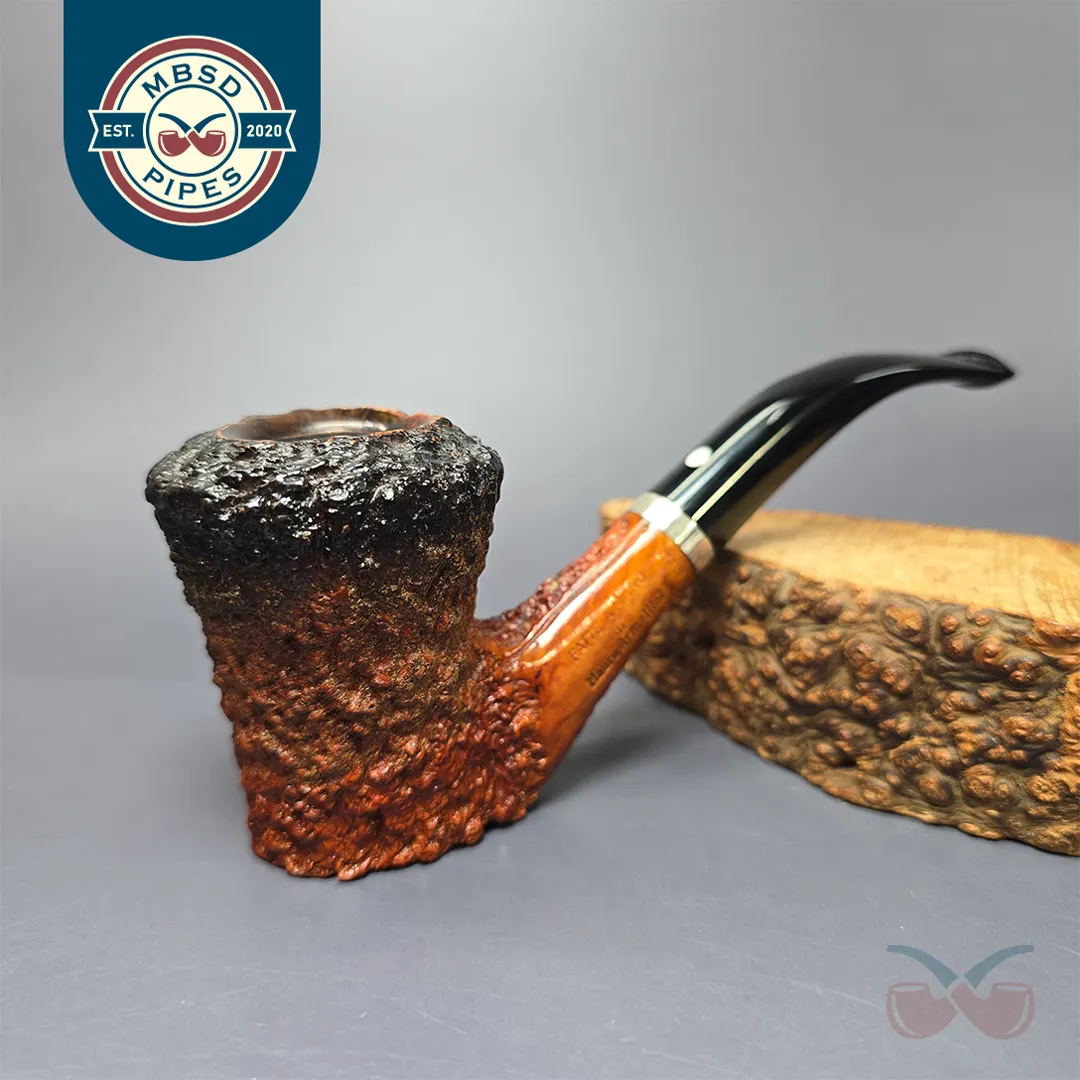 Mauro Armellini XL Rusticated Dublin Sitter w/ Silver Estate Briar Pipe, Italian Estates