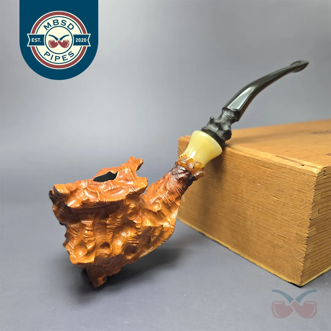 Micoli XL Rusticated Freehand w/ Horn Estate Briar Pipe, Unsmoked
