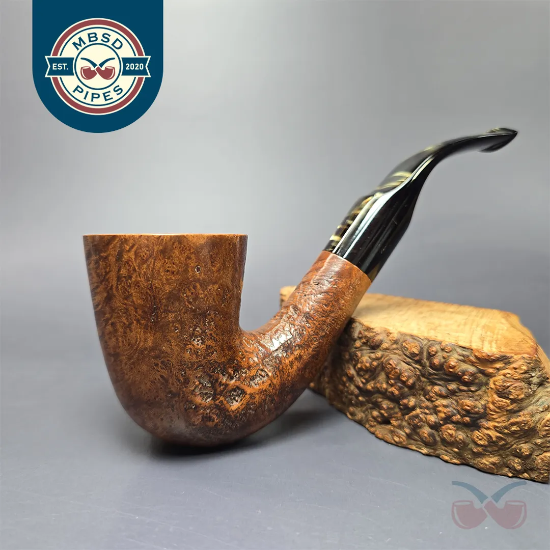 Prince of Wales Handmade Sandblasted Dublin Estate Briar Pipe, English Estates