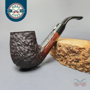James Upshall Bark EXL Partially Rusticated Bent Billiard Estate Briar Pipe, Unsmoked