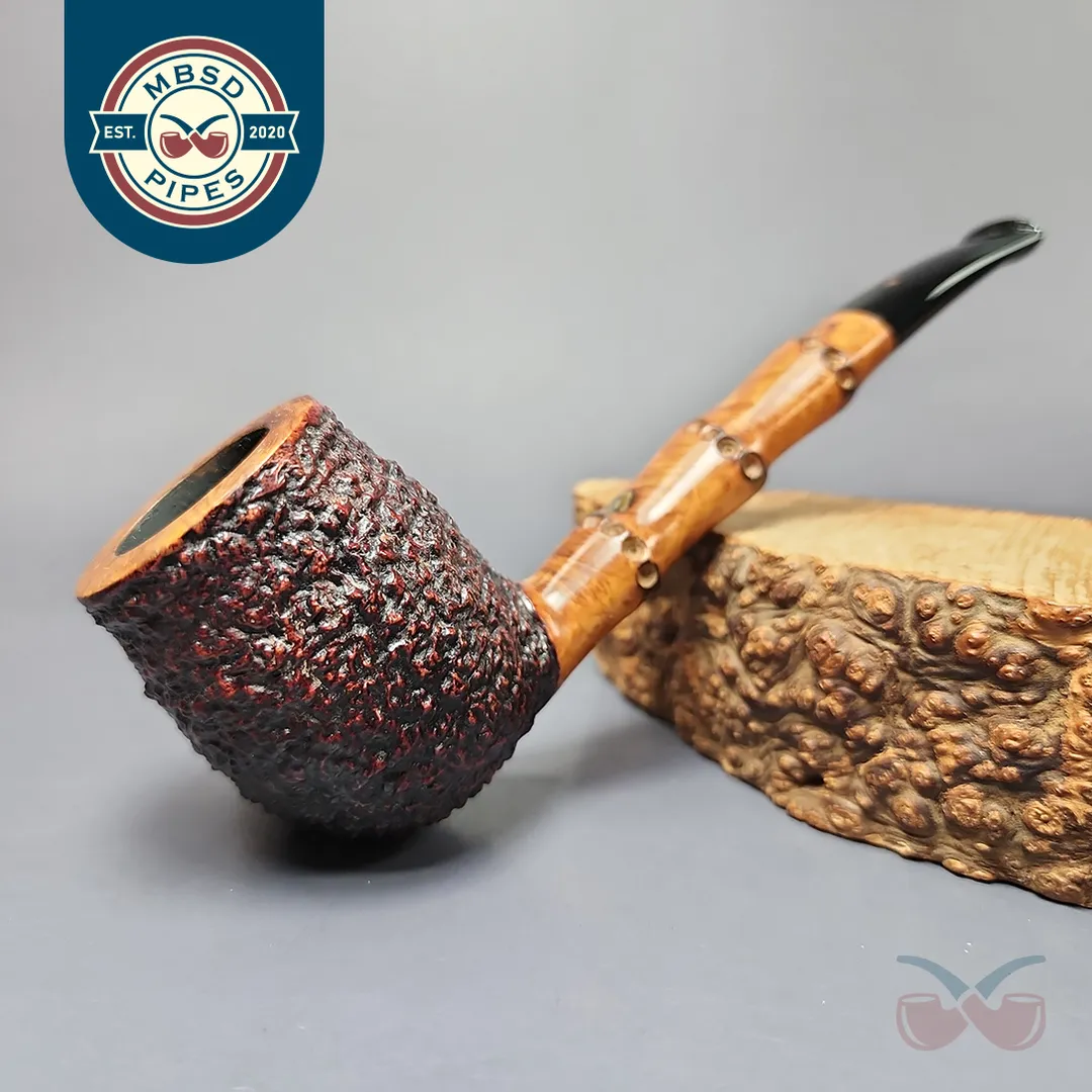 Radice Rind O T/B Twin Bore Rusticated Canadian w/ Faux Bamboo Estate Briar Pipe, Italian Estates