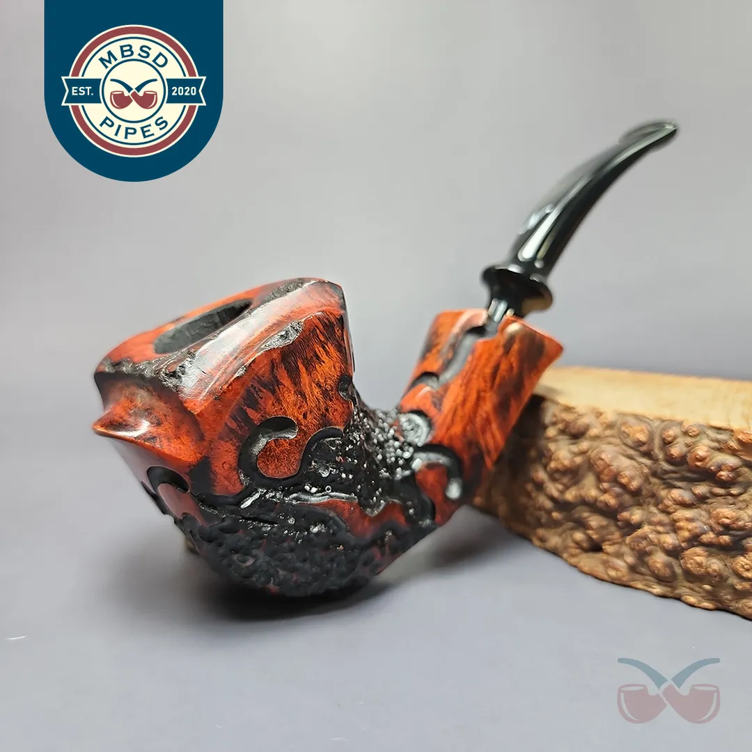 Nording Moss XL Partially Rusticated Freehand Estate Briar Pipe, Unsmoked