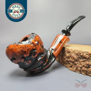Nording Abstract XL Partially Rusticated Freehand Estate Briar Pipe, Unsmoked