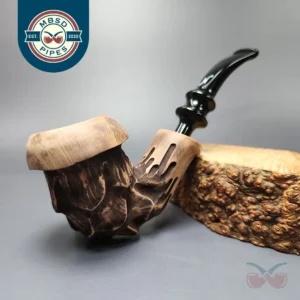 Nording Spruce Matte Partially Rusticated Freehand Estate Briar Pipe, Unsmoked