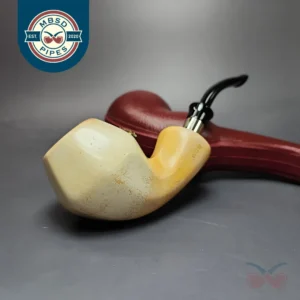 WGM XL Smooth Rhodesian w/ Silver Estate Block Meerschaum Pipe, Turkish Estates