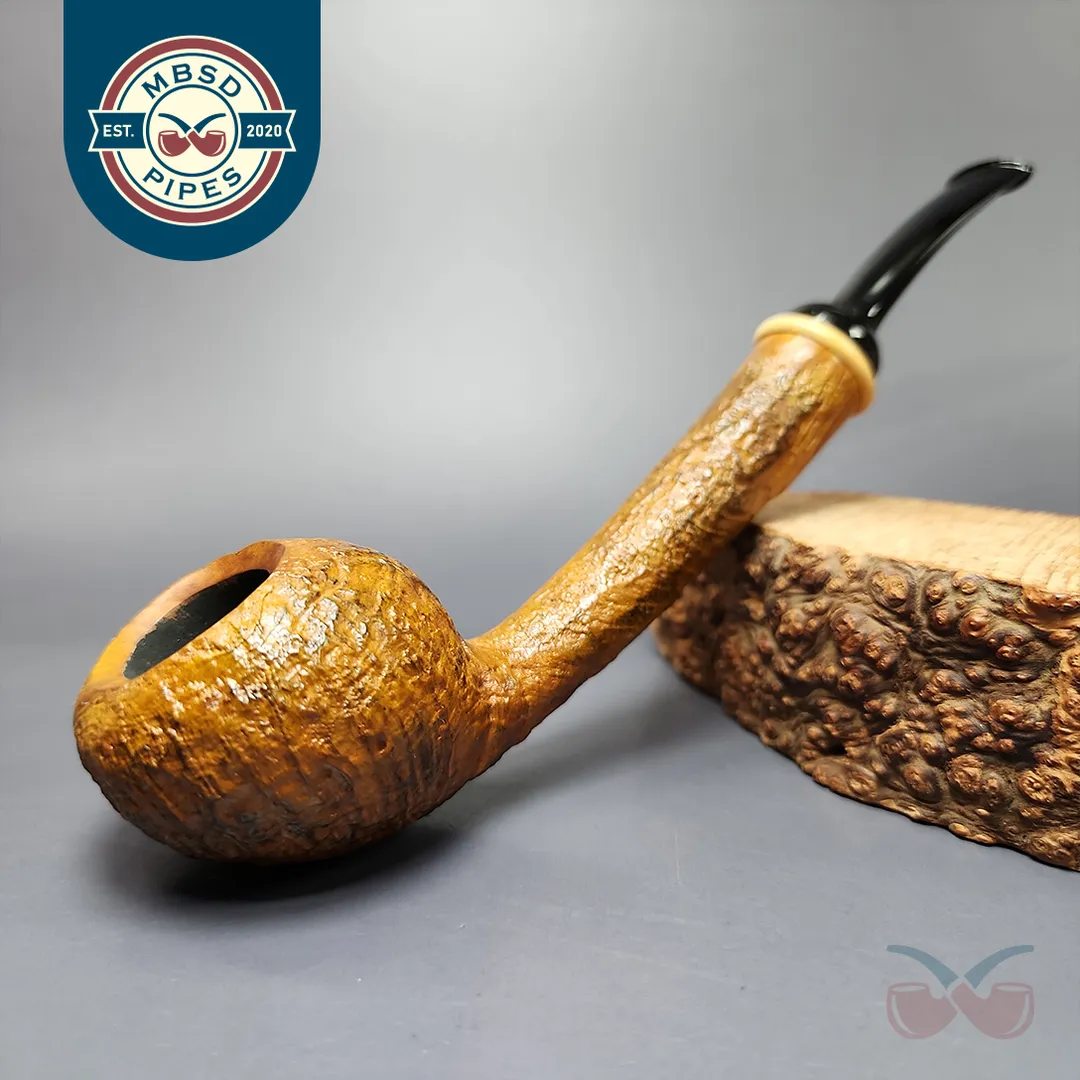 HS Studio Sandblasted Long Shank Acorn w/ Boxwood Estate Briar Pipe, Unsmoked