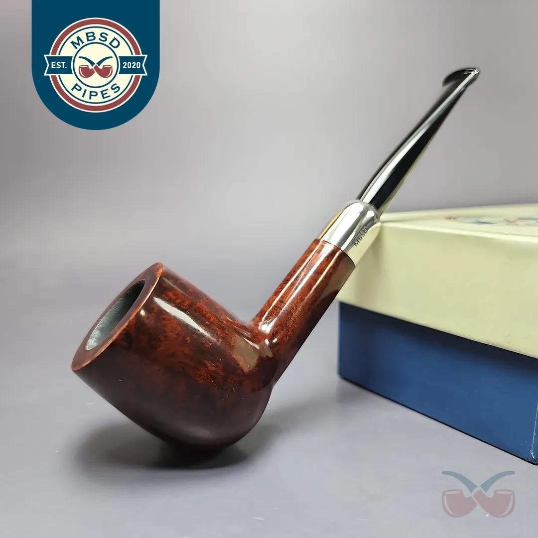 MBSD Briars Timeless Traditions 1 Smooth Billiard w/ Silver Handmade Briar Pipe, New