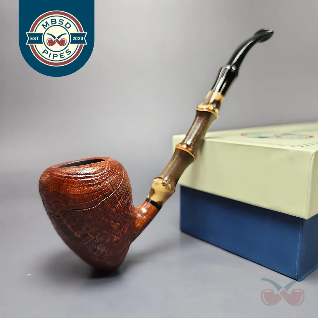MBSD Briars Modern Masters 1 Sandblasted Peewit w/ Bamboo Briar Pipe, New