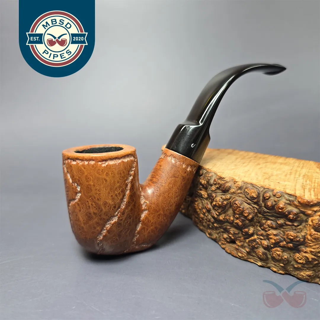 Savinelli Sherwood Rock Briar 620 Spot Carved Oom Paul Estate Briar Pipe, Italian Estates
