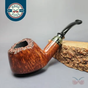 Moonlight Pipes "Fossil" Smooth Volcano w/ Ebonite Handmade Briar Pipe, New